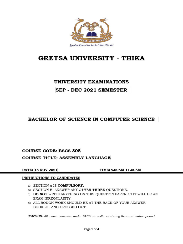 Assembly Language Exam Paper 2021 | PDF | Integer (Computer Science ...
