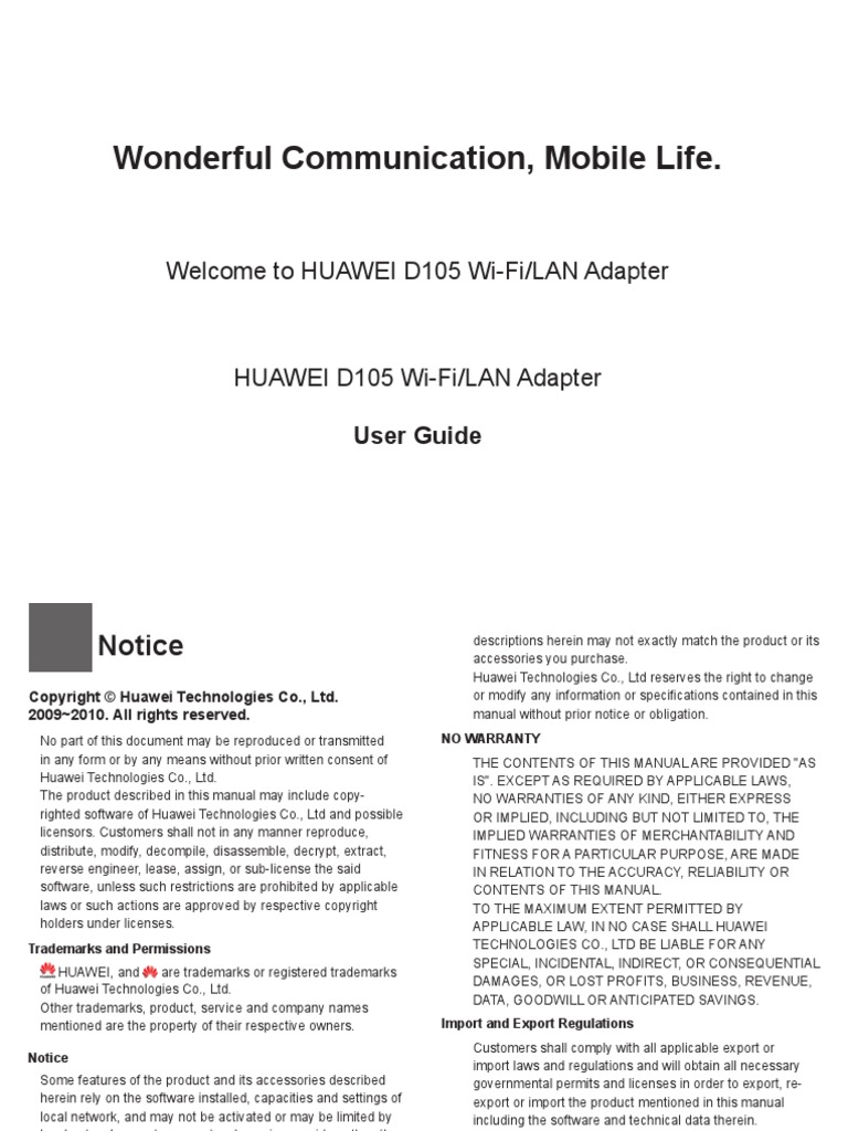 D105 Wi-Fi - LAN Adaper User Guide | PDF | Wireless Lan | Ip Address