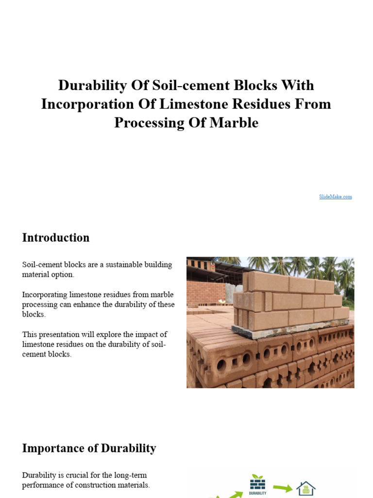 Enhancing Soil-Cement Block Durability | PDF | Limestone | Cement