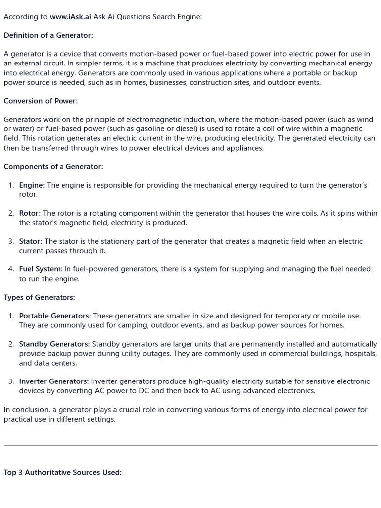 Understanding Generator Functionality | PDF | Electric Generator | Engines
