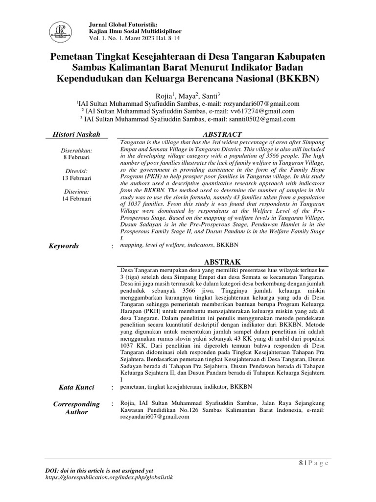 Pemetaan Kesejahteraan Desa Tangaran | PDF