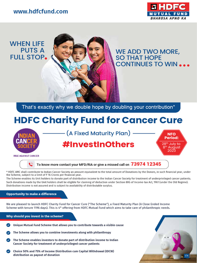 NFO Leaflet HDFC Charity Fund for Cancer Cure (A Fixed Maturity Plan