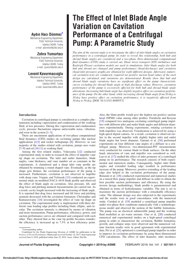 The Effect of Inlet Blade Angle | PDF | Pump | Computational Fluid Dynamics