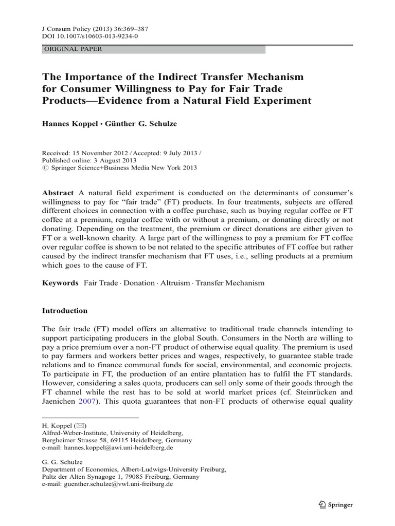 Fair Trade Coffee: Willingness to Pay | PDF | Fair Trade | Insurance