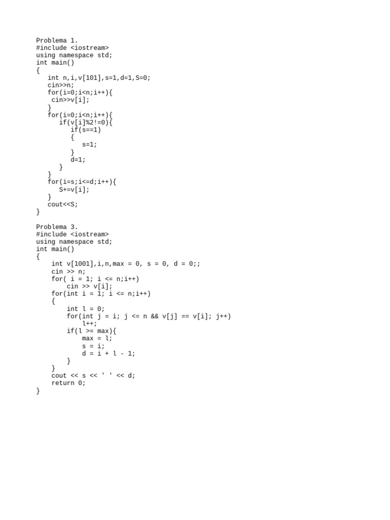 C++ Code for Array Processing Problems | PDF