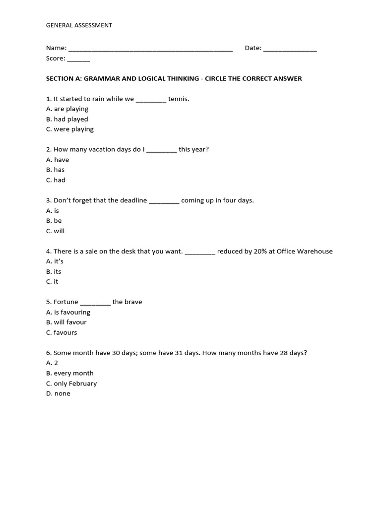 General Assessment | PDF