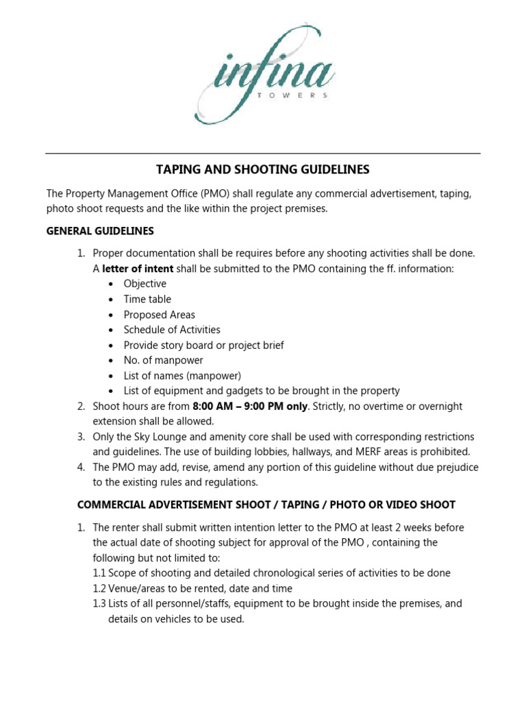 Photoshoot Guidelines PDF Renting Justice