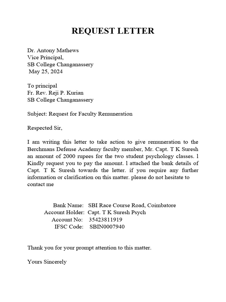 Request Letter For Principal PDF