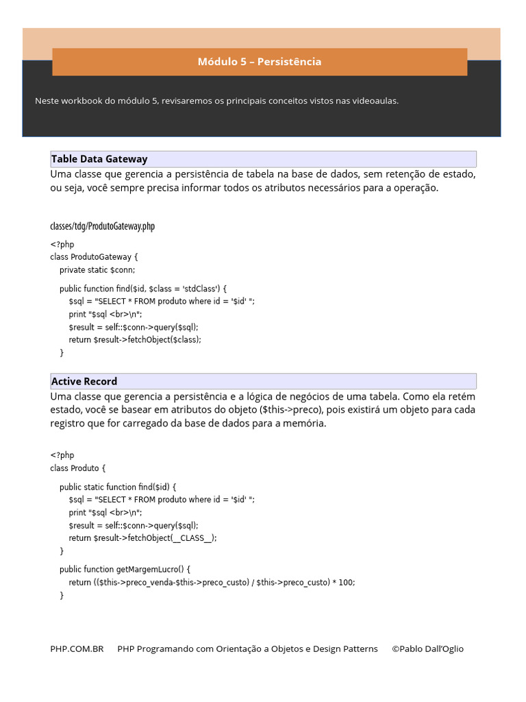 Módulo 05 Workbook Pdf Classe Programação De Computadores Php