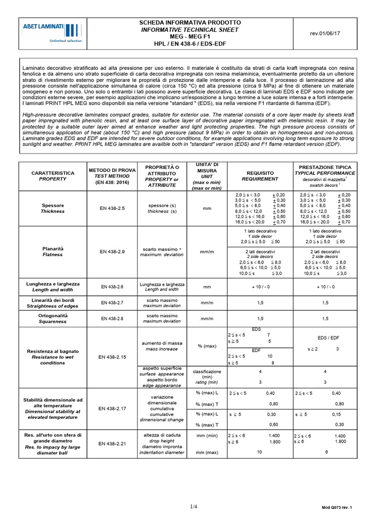 2 - Fisa Tehnica HPL | PDF