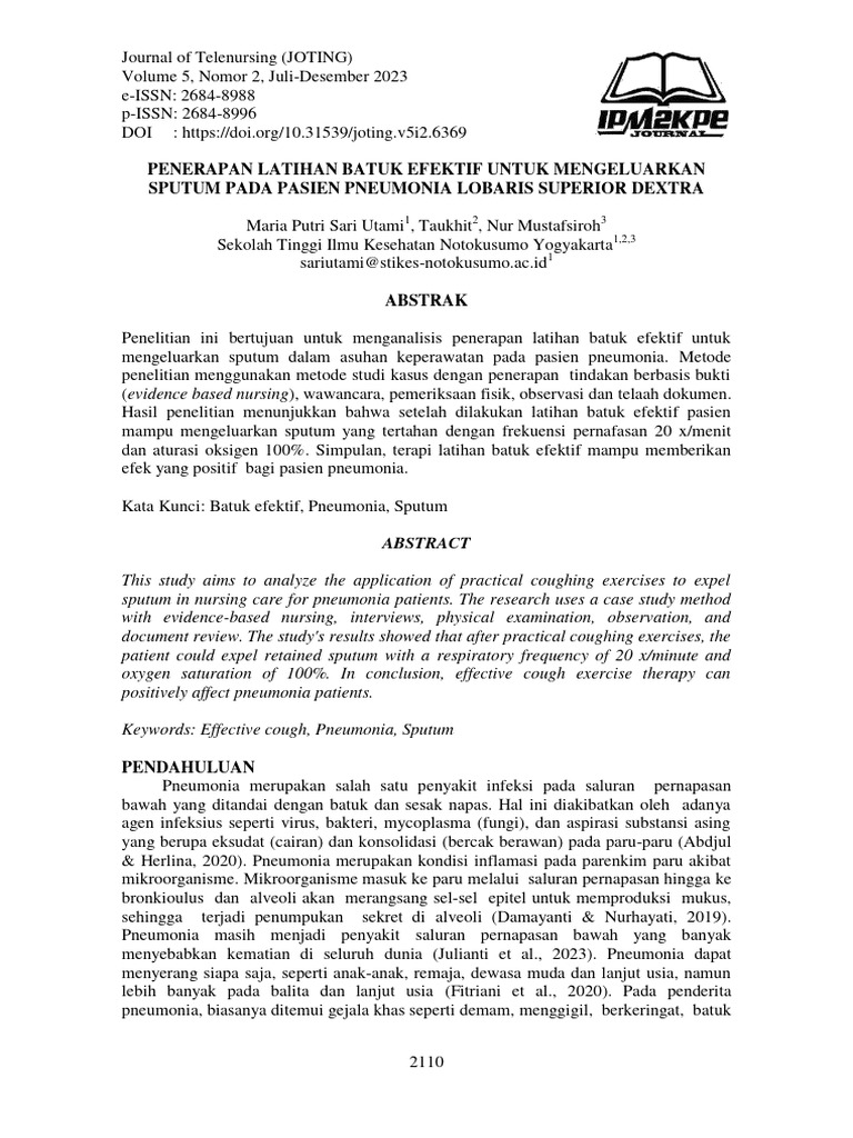Latihan Batuk untuk Pasien Pneumonia | PDF