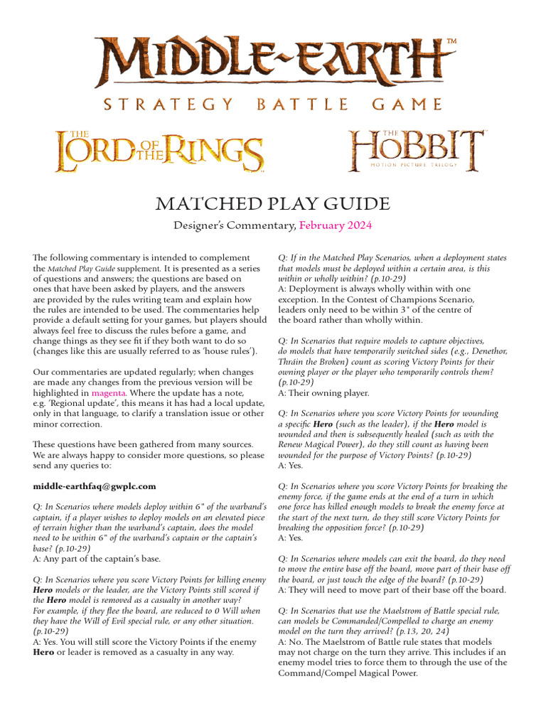 Middle-Earth Strategy Battle Game - MATCHED PLAY GUIDE | PDF | History