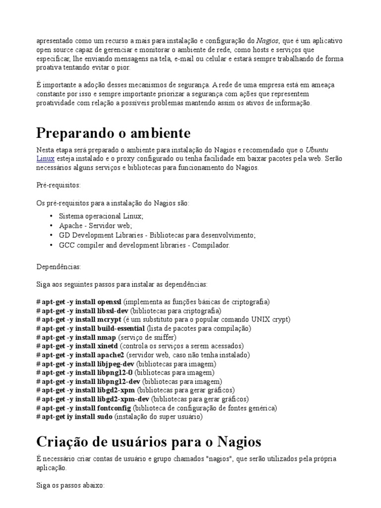 Instalação do Nagios no Ubuntu | PDF | Biblioteca (informática) | Linux