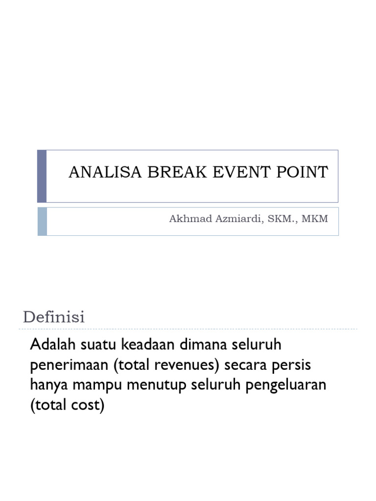Analisis Titik Impas Perusahaan | PDF | Pengelolaan Keuangan & Uang