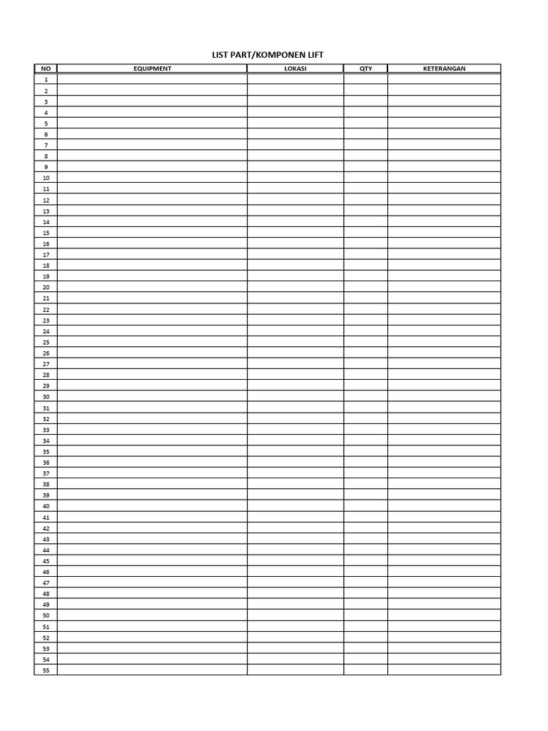 Lift Component Inventory List | PDF