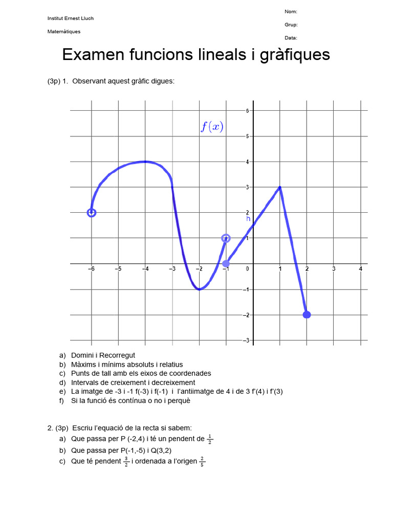 Examen Funcions | PDF