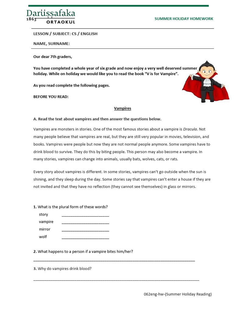 062eng-Hw-Summer Holiday (V Is For Vampire) | PDF | Vampires