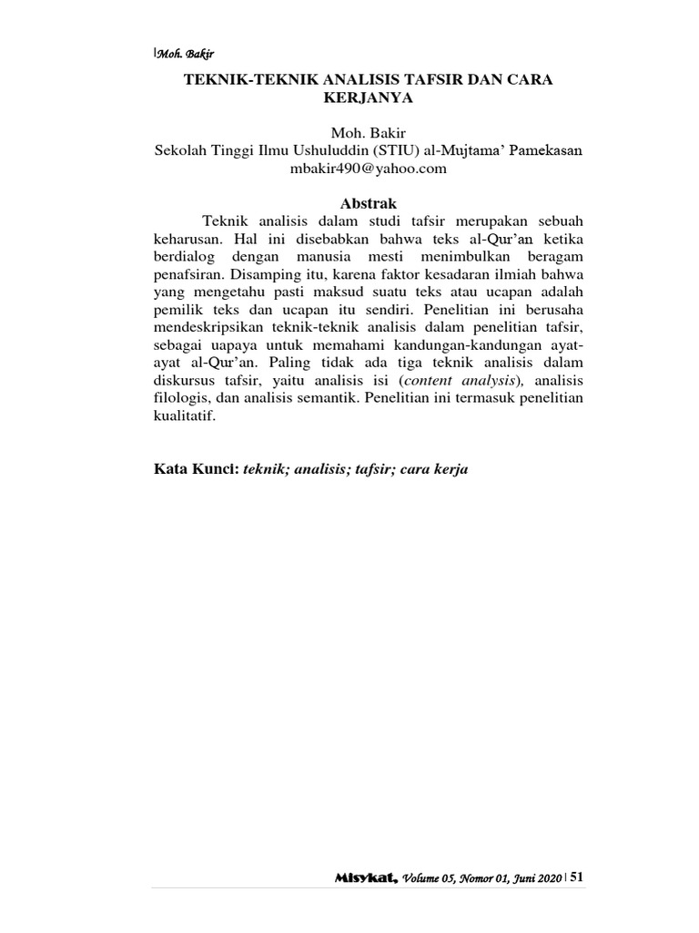 teknik-teknik-analisis-tafsir-dan-cara-kerjanya-pdf-ilmu-sosial