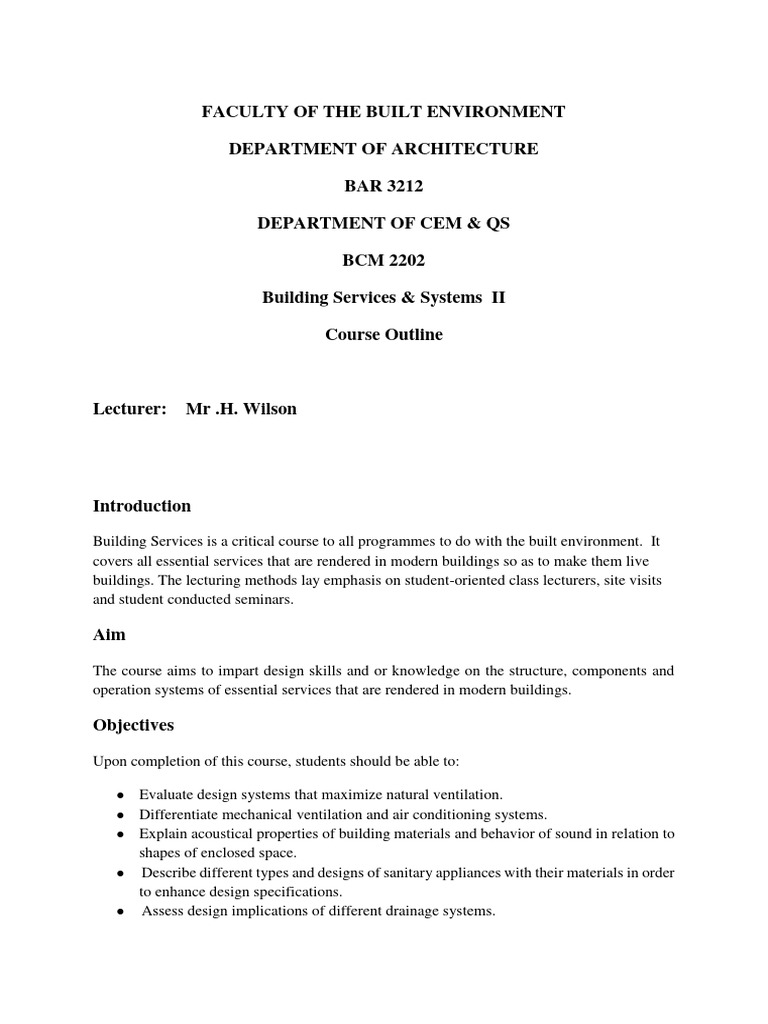 Building Services Course Outline | PDF | Waste Management
