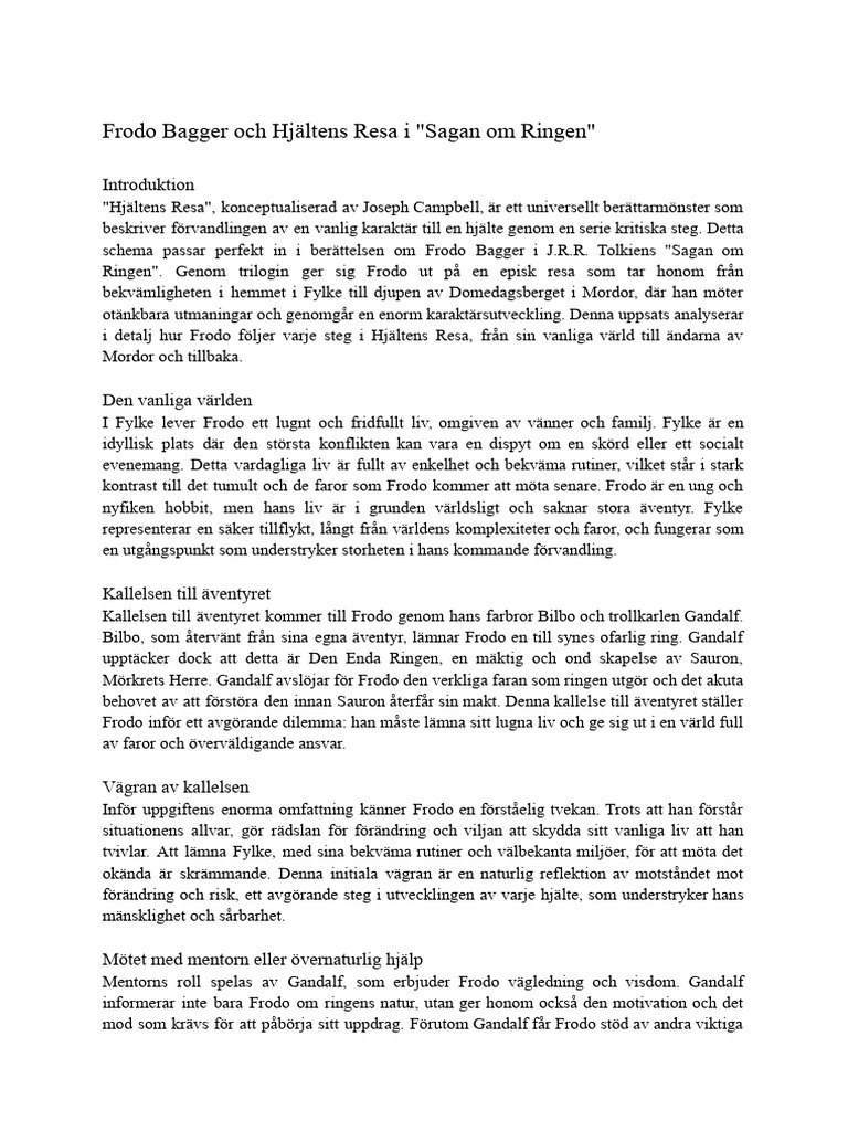 Frodo Bagger och Hjältens Resa i _Sagan om Ringen_ | PDF
