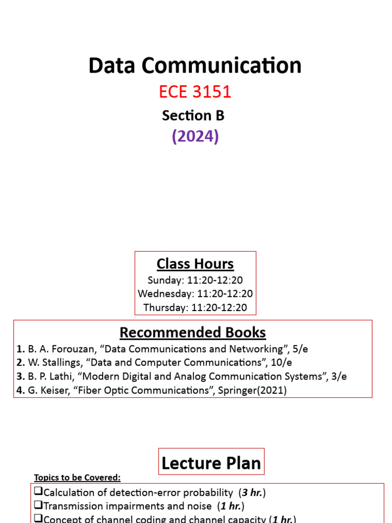 Data Communication Course Overview | PDF | Decibel | Signal To Noise Ratio