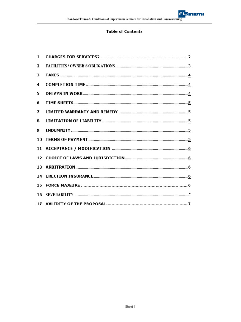 Supervision Terms for Erection Services | PDF | Indemnity | Taxes