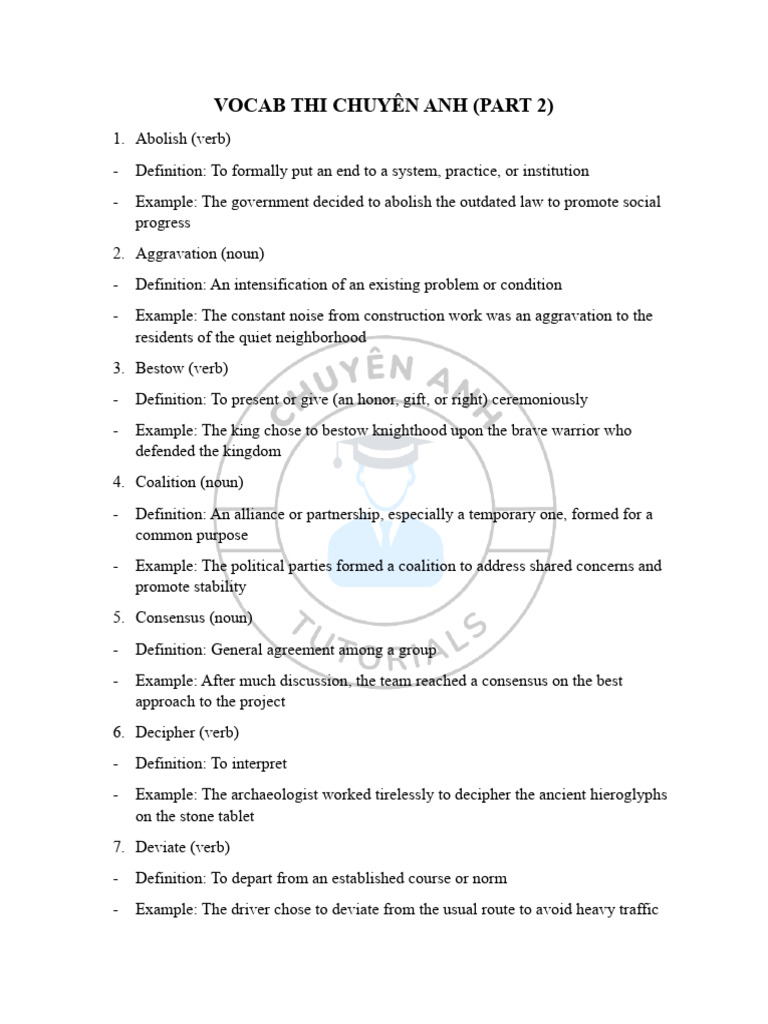 Advanced English Vocabulary Guide | PDF | Verb | Adjective