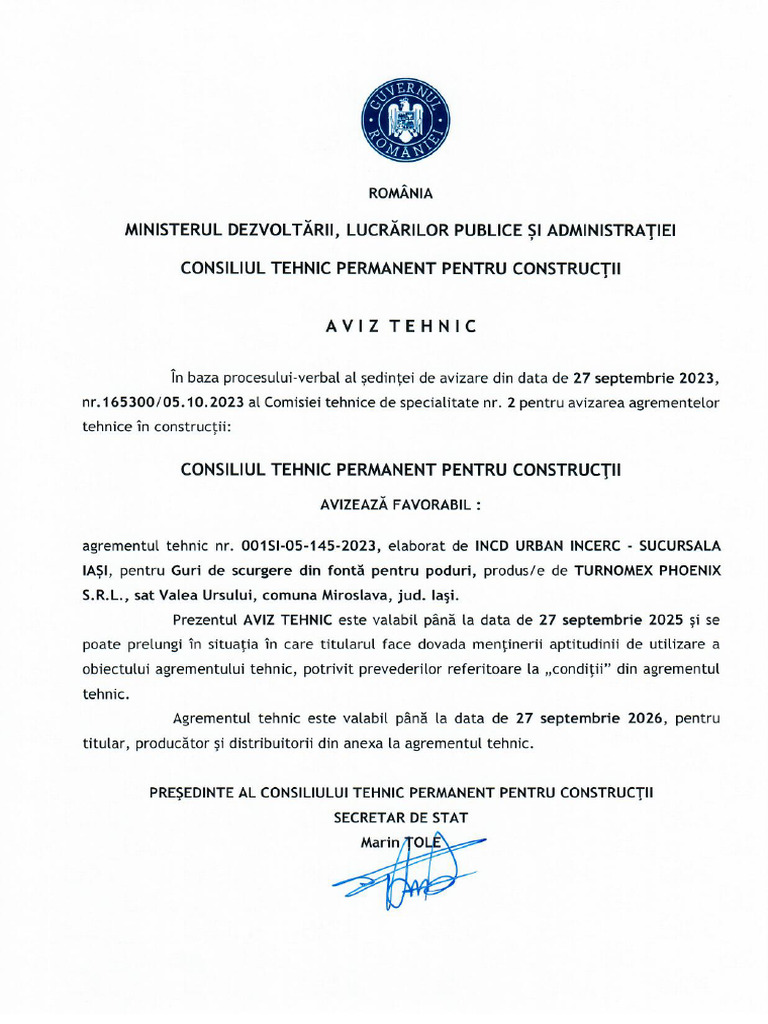 Aviz SI Comisia NR 2 Septembrie 2023 | PDF