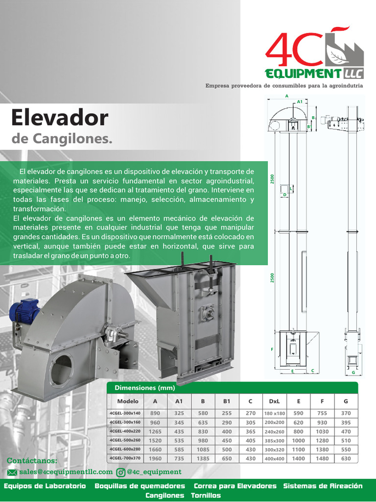 Elevador de Cangilones: Ficha Técnica | PDF