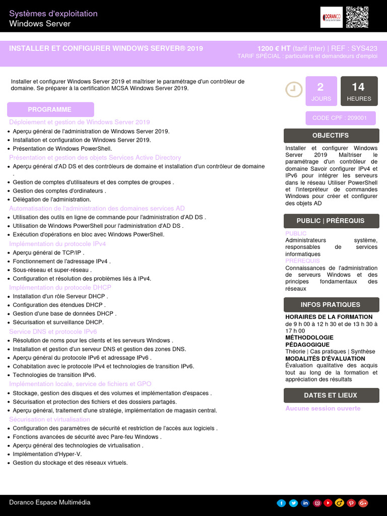 Formation Installer Et Configurer Windows Server 2019 | PDF | I Pv6 ...