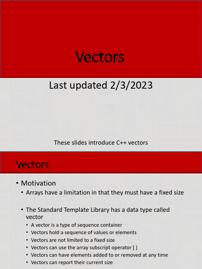 Vectors in c pdf object oriented programming computing