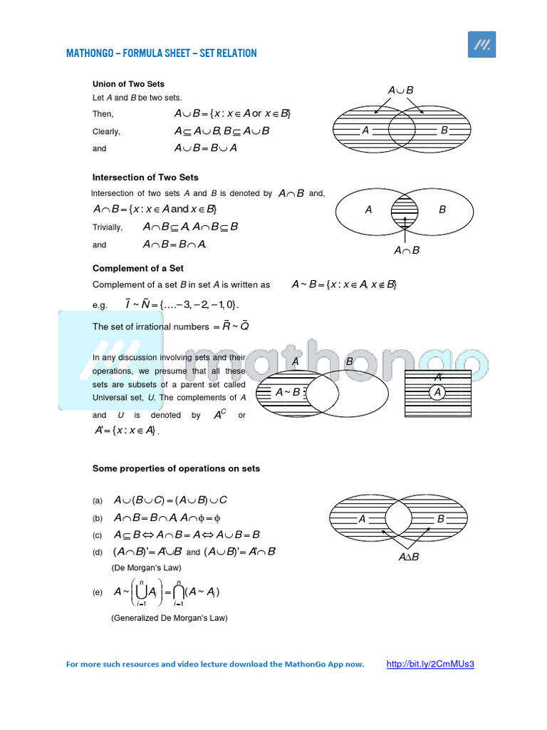 Set Relations and Operations Explained | PDF | Complex Number ...