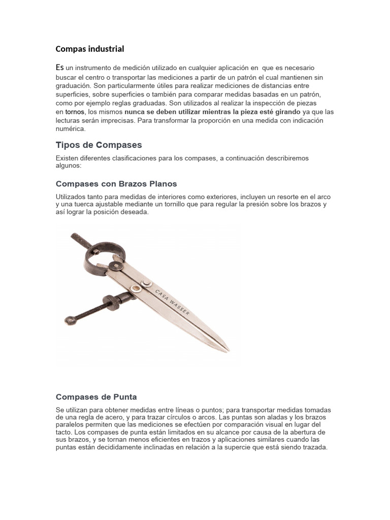 Tipos de Compases Industriales y Usos | PDF | Tecnología