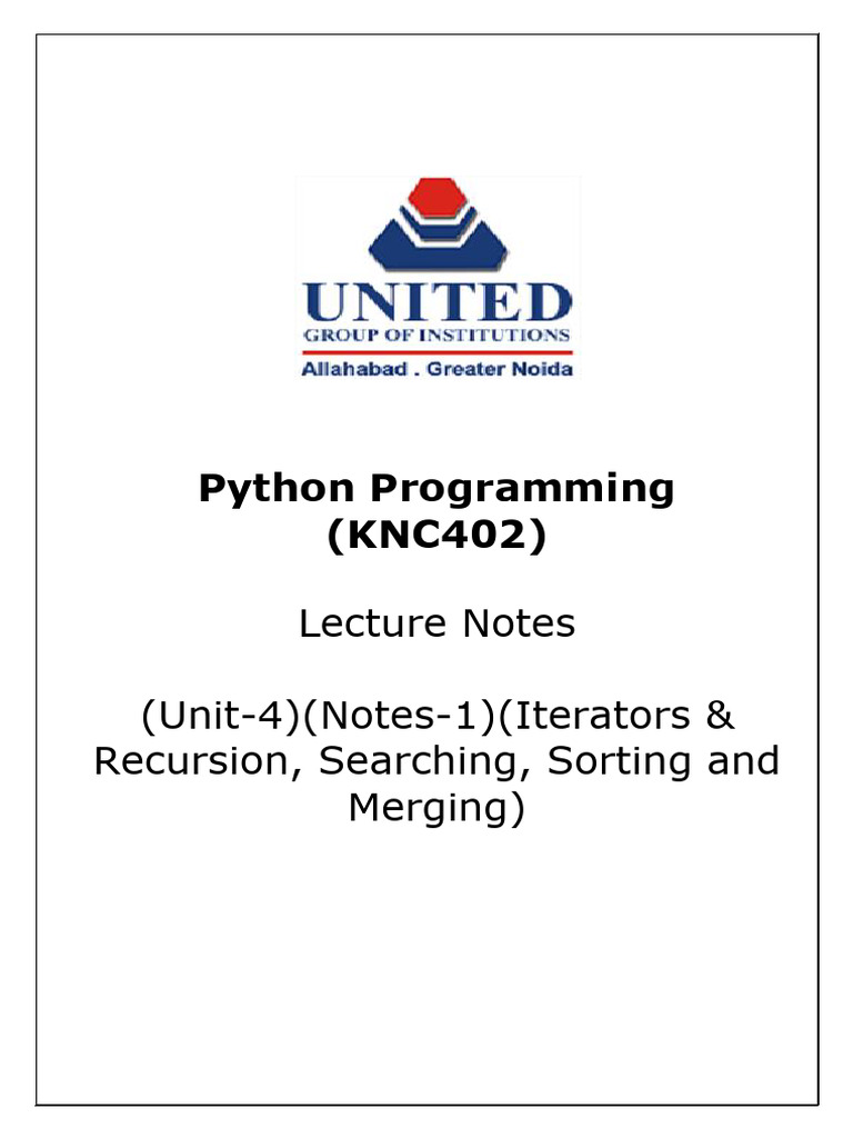 PYTHON UNIT-5 - (Notes-1) | Download Free PDF | Iteration | Software ...