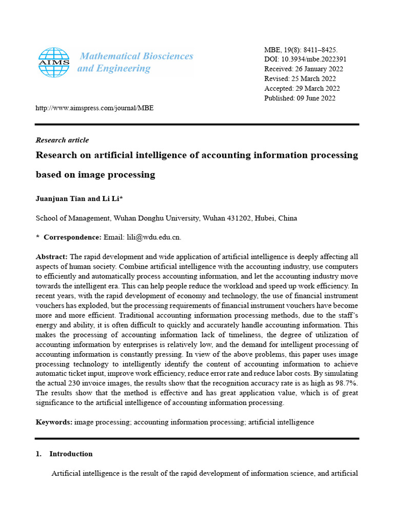 AI in Accounting: Image Processing Insights | PDF | Information | Image ...