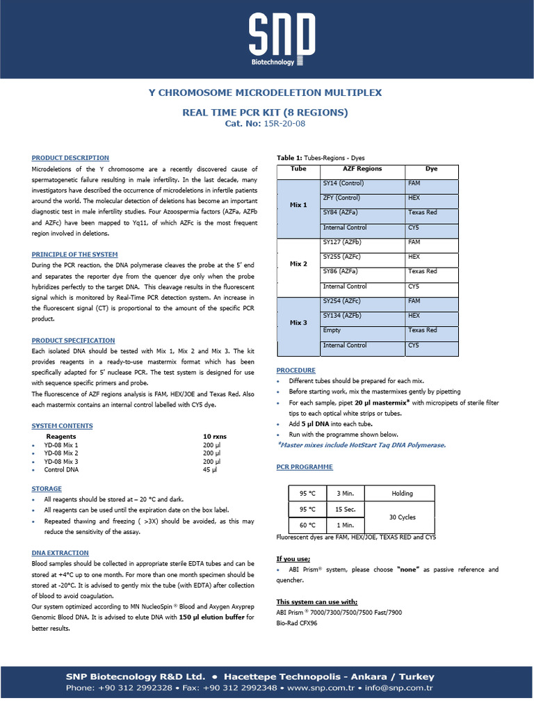 1226, y Chromosome Microdeletion Multiplex Real Time PCR Kit | PDF ...