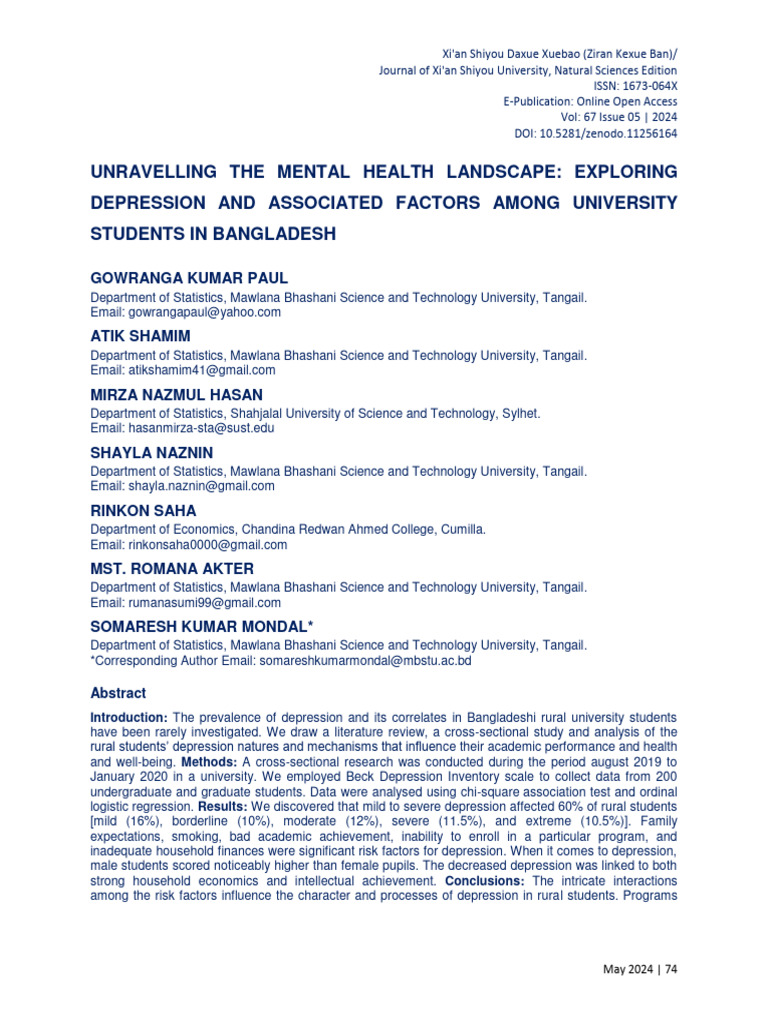 Unravelling The Mental Health Landscape: Exploring Depression and ...