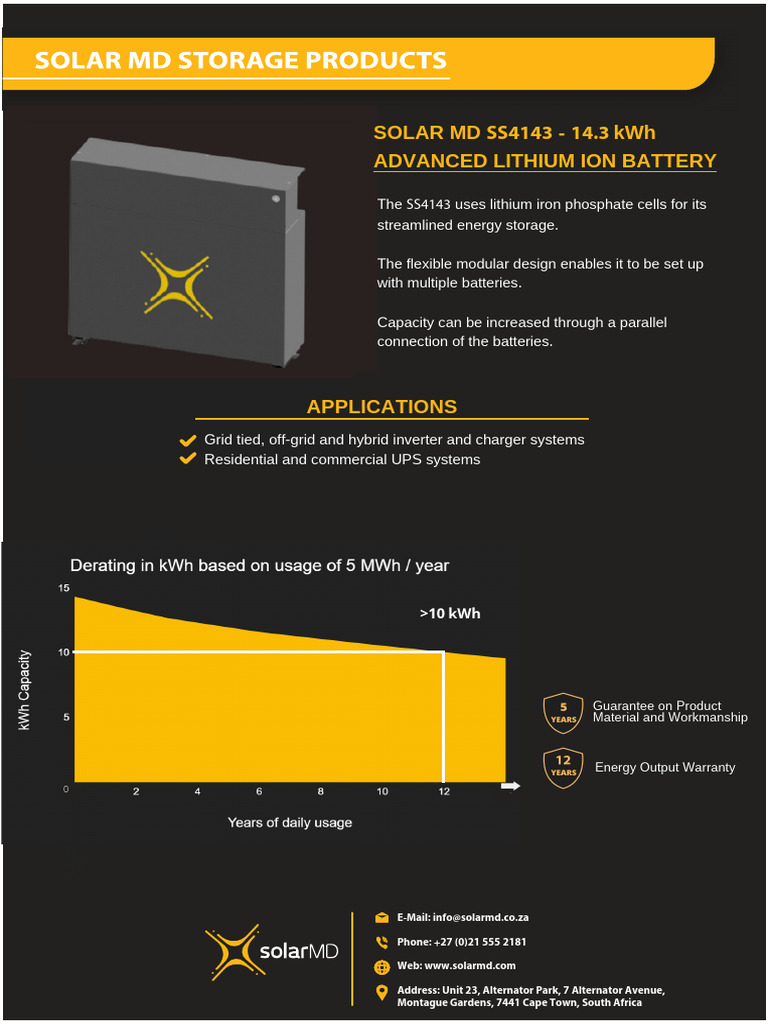 Solar MD SS4143 14.3 kWh Battery | PDF | Physical Quantities | Nature