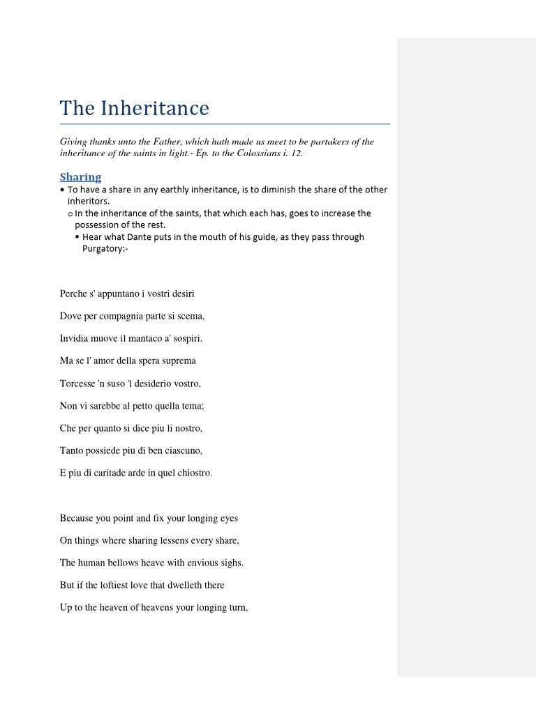Understanding the Saints' Inheritance | PDF | Religious Belief And Doctrine