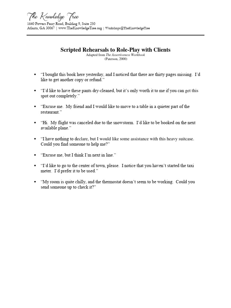 Assertiveness Role-Play Scripts | PDF