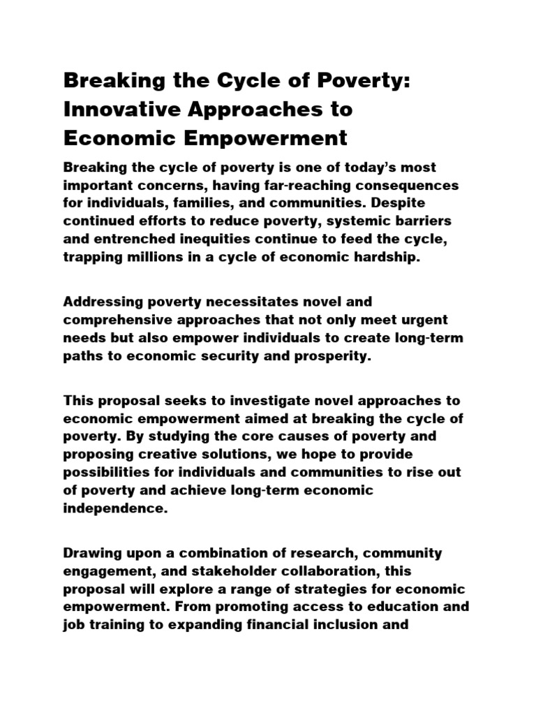 Breaking The Cycle Of Poverty Pdf Empowerment Capacity Building