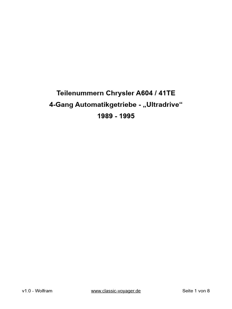 Teilenummern A604 41te | PDF | Motor Vehicle Manufacturers Of The ...