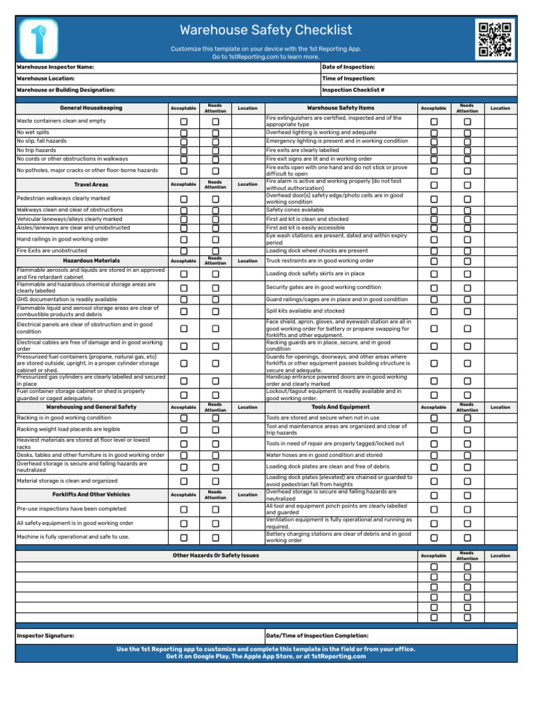 21 Warehouse Safety Checklist PDF Forklift Warehouse