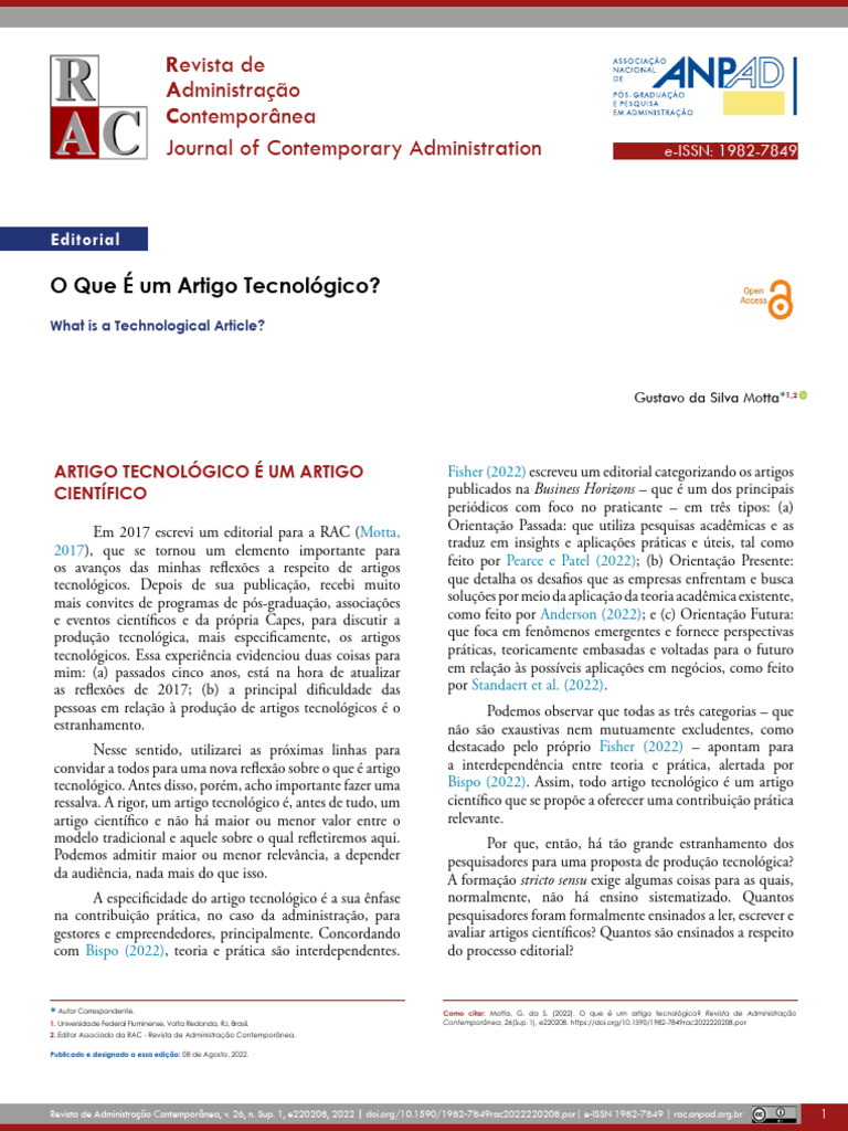 O que é um Artigo Tecnológico? | PDF | Science | Publicações acadêmicas