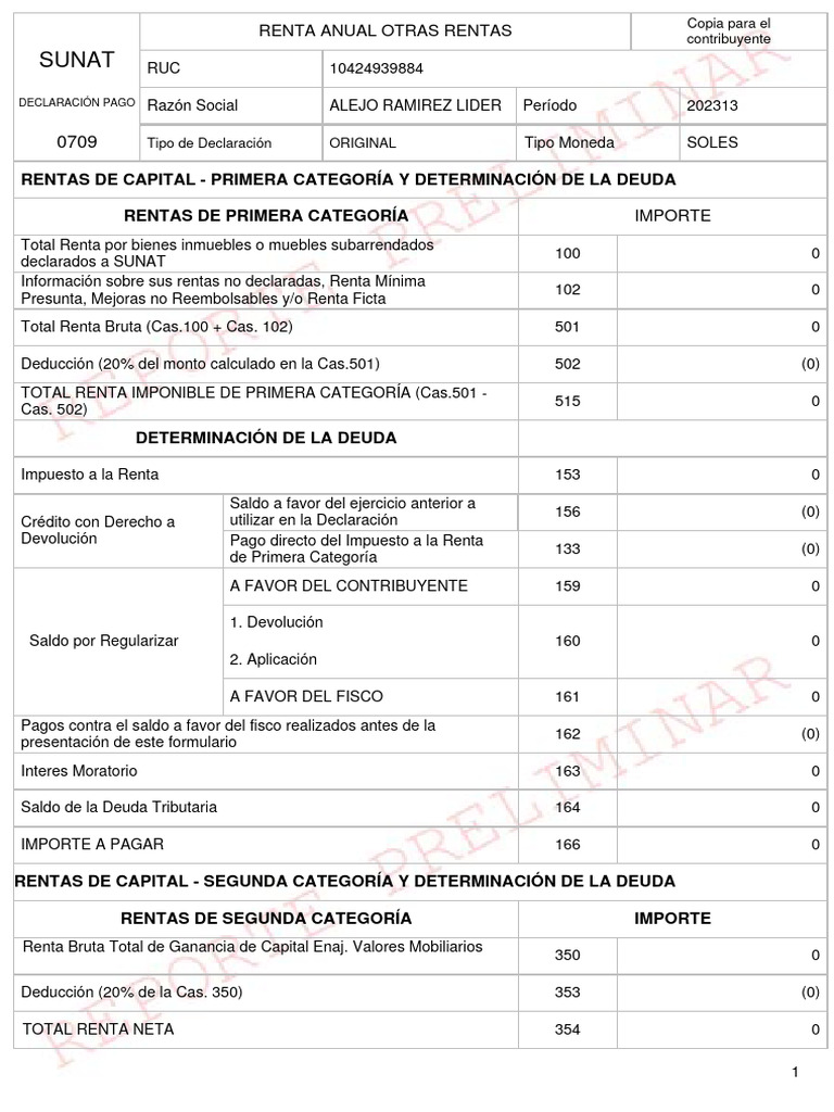 Declaración de Renta Anual SUNAT 2023 | PDF | Impuestos | Impuesto ...