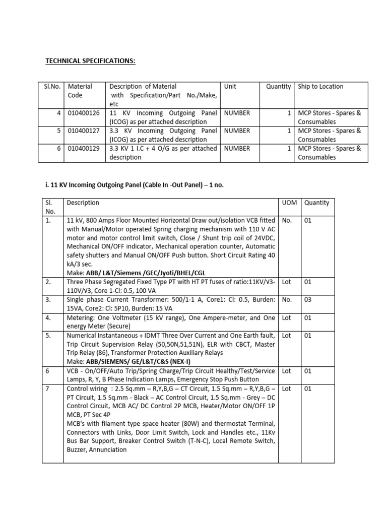 Specifications - 2024 03 18 14 25 48 | PDF | Relay | Switch