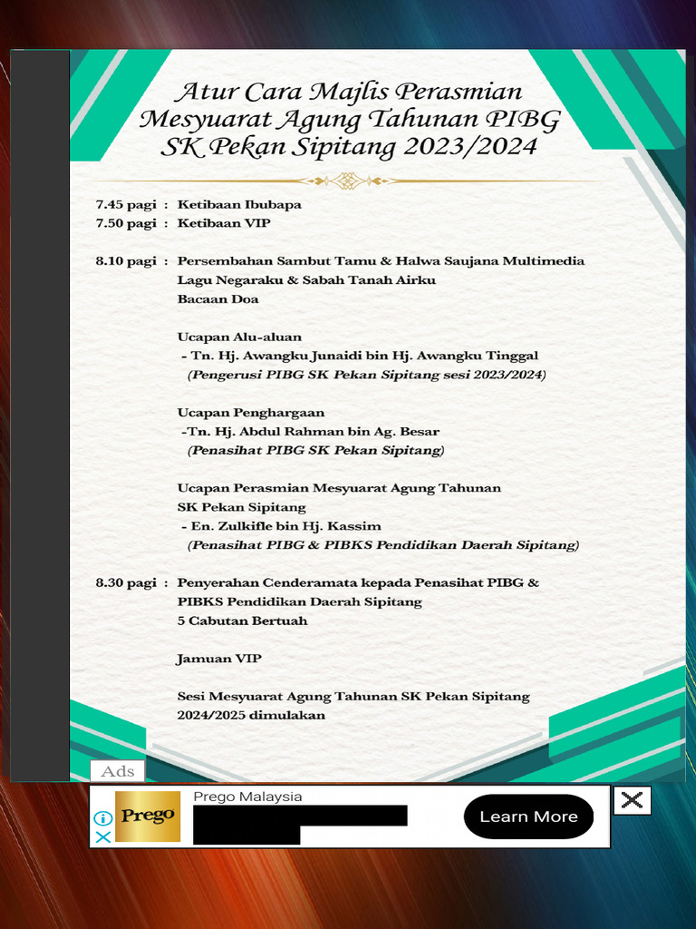 Buku Program Mesyuarat Agung Pibg 2024 Pdf