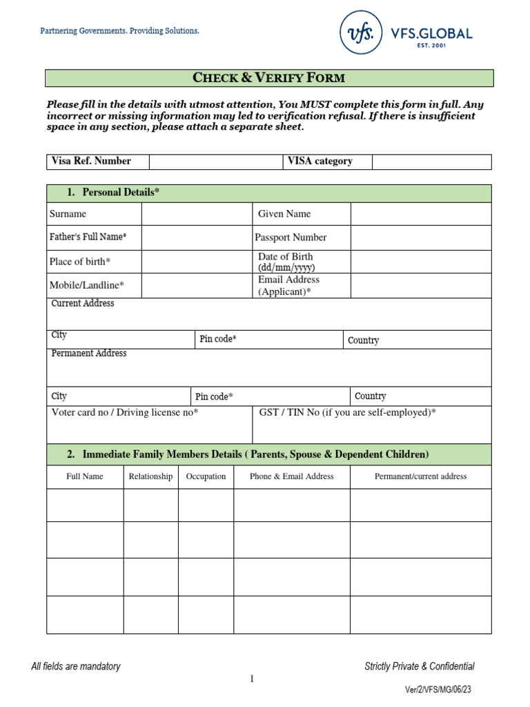 VFS Global Check & Verify Form Guide | PDF | Authentication