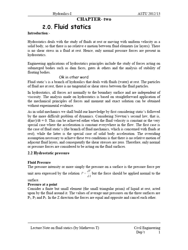 Hydrostatics and Fluid Pressure Analysis | PDF | Buoyancy | Pressure ...