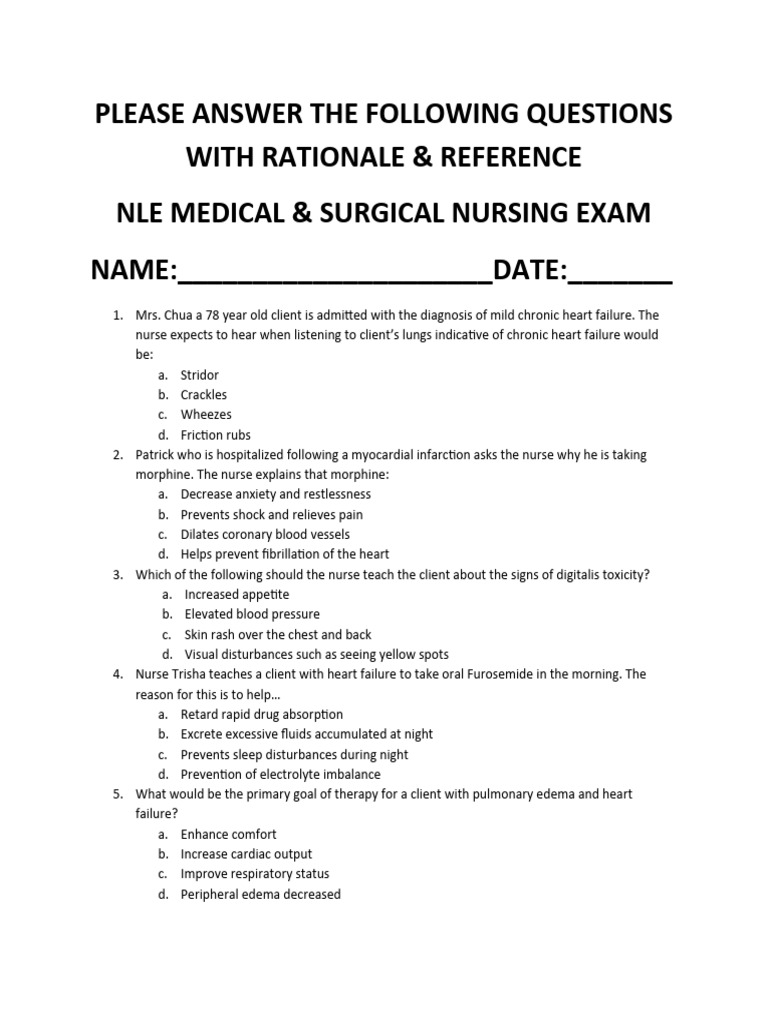 Heart Failure Nursing Practice Questions | PDF | Heart | Heart Failure